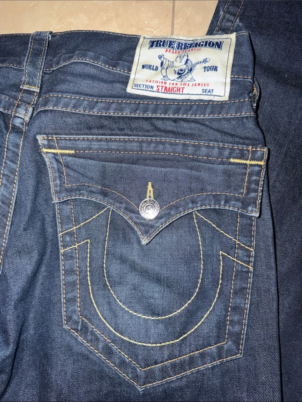 True Religion Men's Dark Indigo Straight Leg Jeans